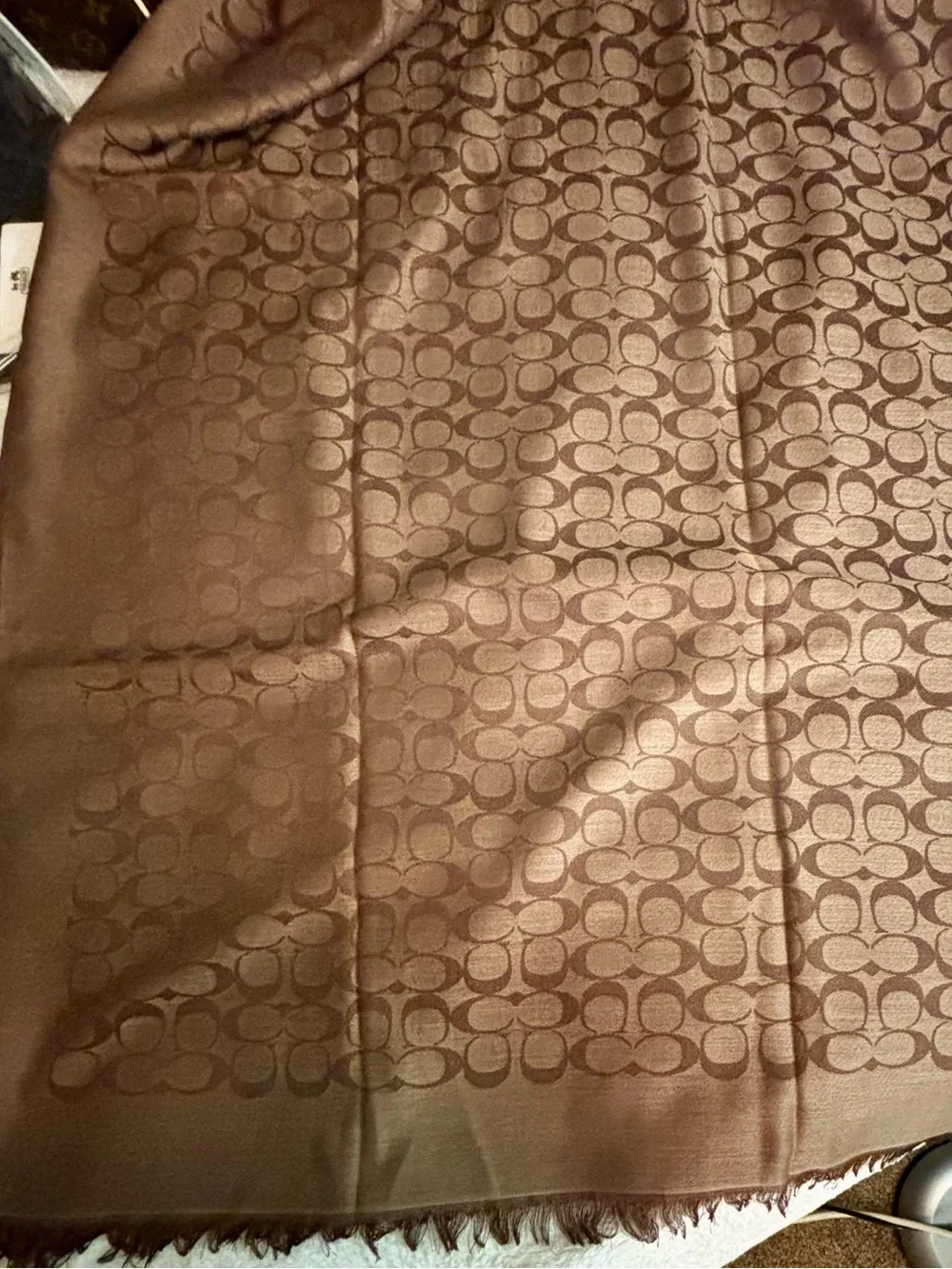Coach Brown Signature Jacquard Scarf